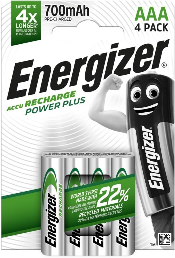 01-649.jpg Energizer Recharge Power Plus AAA 700 mAh NiMH nabíjateľné batérie 4 ks