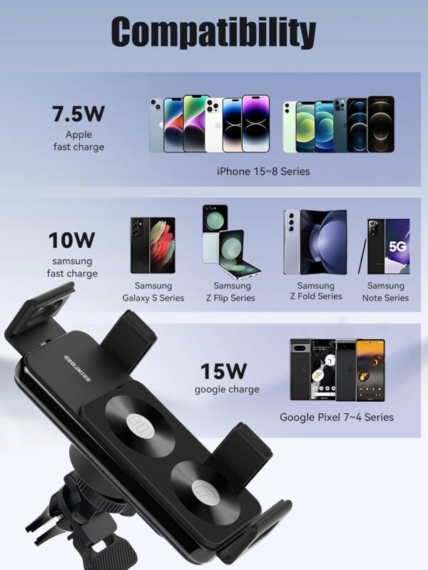 BRIMFORD držiak do auta s bezdrôtovým nabíjaním 15 W pre Galaxy Z Fold a Flip