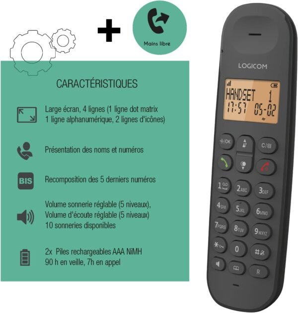 02-161.jpg Logicom ILOA 150 — bezdrôtový DECT telefón s handsfree čierny