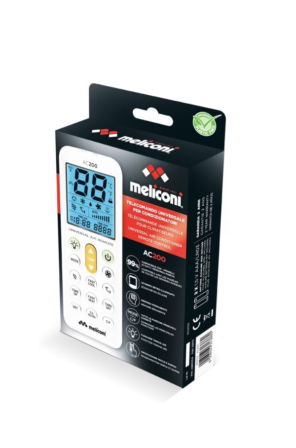 02-206.jpg Meliconi AC 200 — univerzálny diaľkový ovládač pre klimatizácie biely
