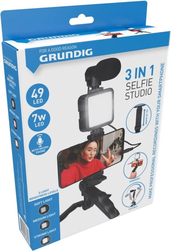 02-234.jpg Grundig statív na telefón s LED lampou a mikrofónom pre vlogerov čierny
