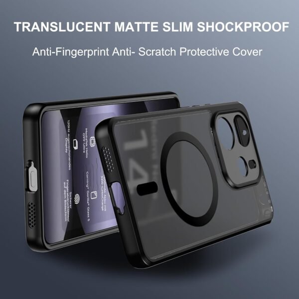 02-326.jpg Effcotuo magnetické puzdro pre Xiaomi Redmi Note 14 4G — MagSafe priehľadné