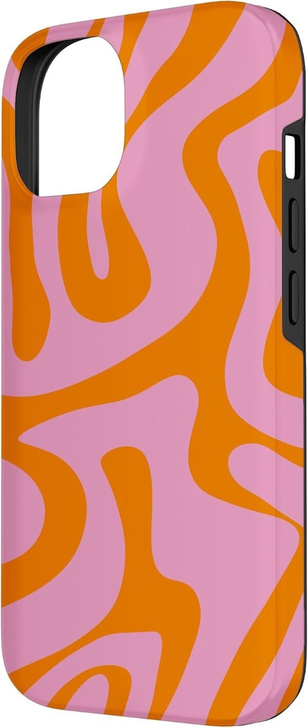 02-356.jpg Puzdro pre iPhone 14 — ružovo-oranžový retro vzor Liquid Swirl