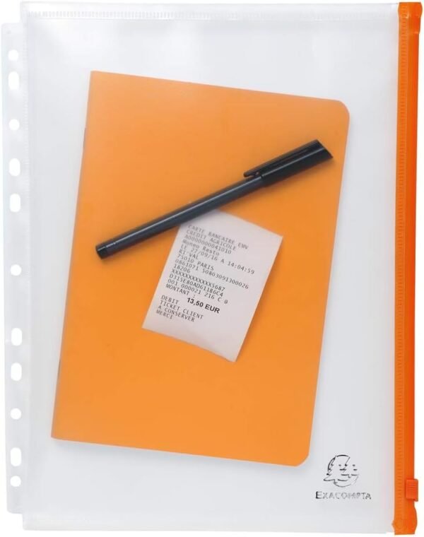 02-376.jpg Exacompta 57334E — 5 dierovaných obalov A4 na zips priehľadné