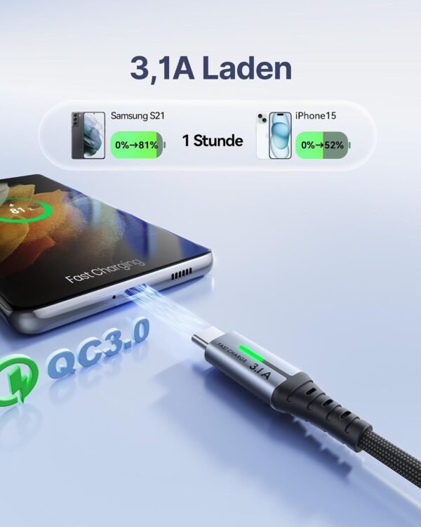 INIU — sada troch nabíjacích káblov USB-A na USB-C s opletom 0,5 m a 2 m