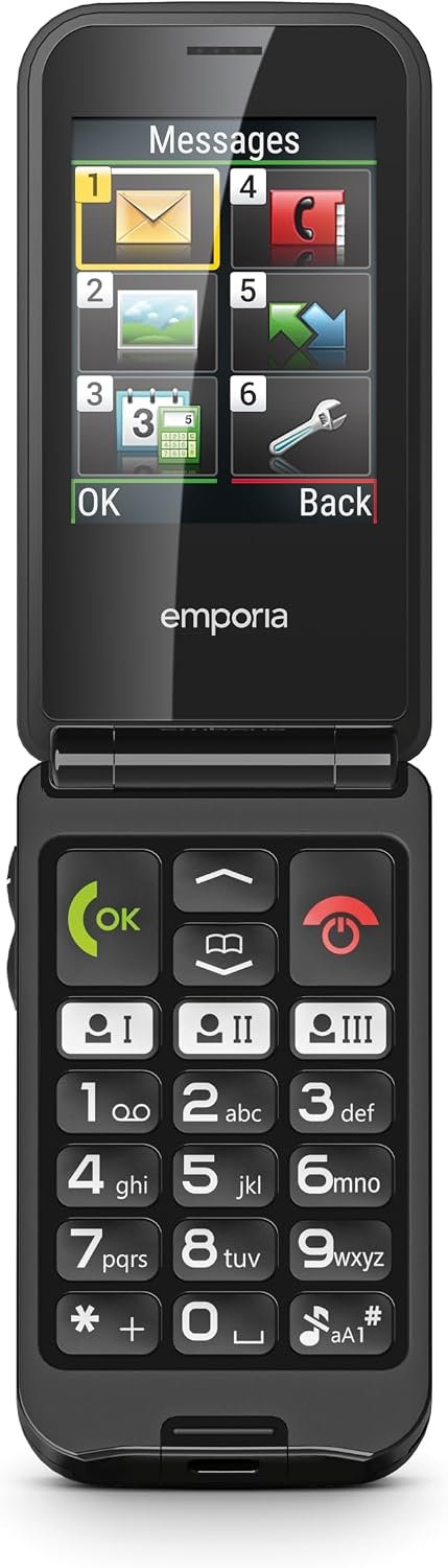 emporia TALKglam — véčkový telefón pre seniorov s núdzovým tlačidlom čierny