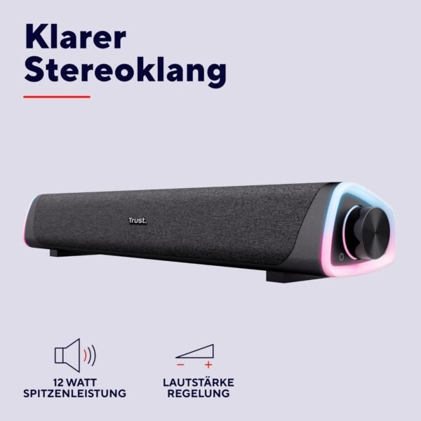 Trust Liro — soundbar k počítaču s výkonom 12 W a farebným LED podsvietením