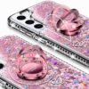 Miss Arts trblietavé puzdro pre Samsung Galaxy S22 s krúžkom ružové