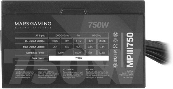 Mars Gaming MPIII750 — ATX zdroj 750 W 80 PLUS Bronze s 120 mm ventilátorom