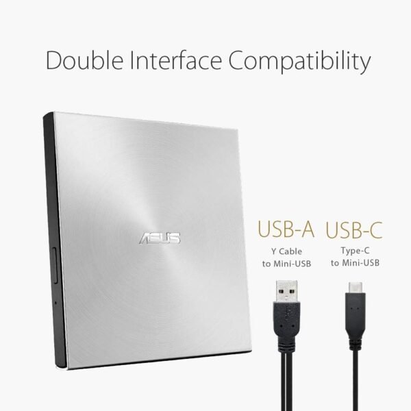 ASUS ZenDrive U9M — externá ultratenká DVD napaľovačka USB-C strieborná