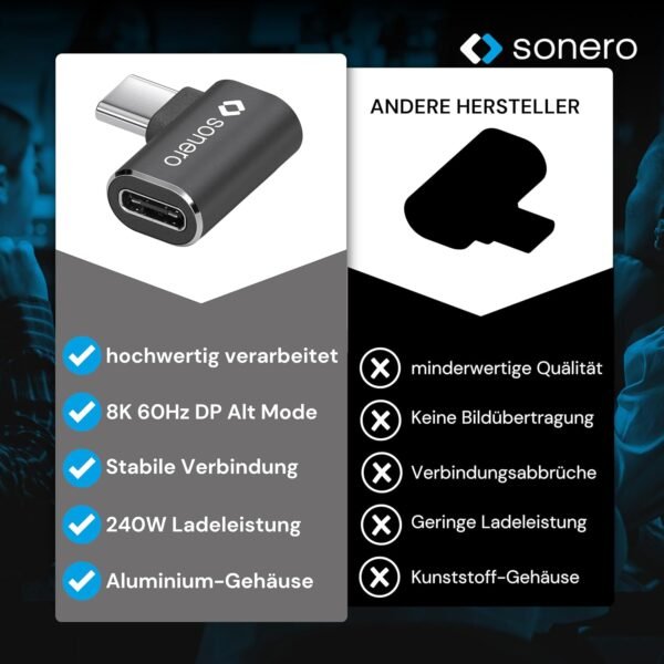 05-110.jpg Sonero — USB-C adaptér so zalomením 90° 40 Gbps 240 W a 8K 60 Hz čierny