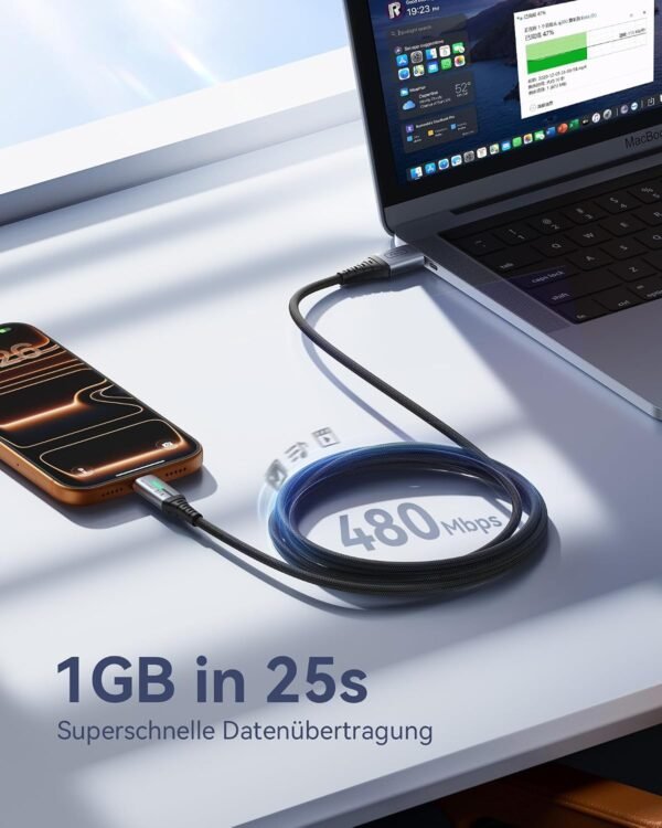 INIU — sada troch nabíjacích káblov USB-A na USB-C s opletom 0,5 m a 2 m