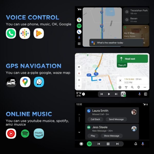 MSXTTLY U2A-L9 — bezdrôtový adaptér Android Auto s USB-C a USB-A