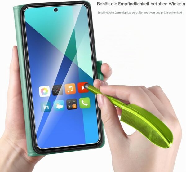 AROYI — knižkové puzdro na Xiaomi Redmi Note 13 4G s fóliou mätovozelené