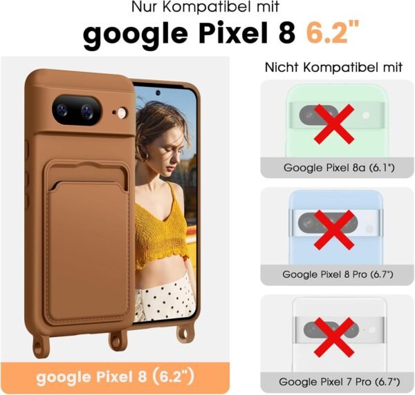07-10.jpg Silikónové puzdro na Google Pixel 8 so šnúrkou a priehradkou na karty, žltohnedé