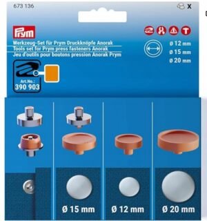T6970 Prym 673136 Sada náradia na pripevnenie patentiek Prym Anorak, 12, 15 a 20 mm