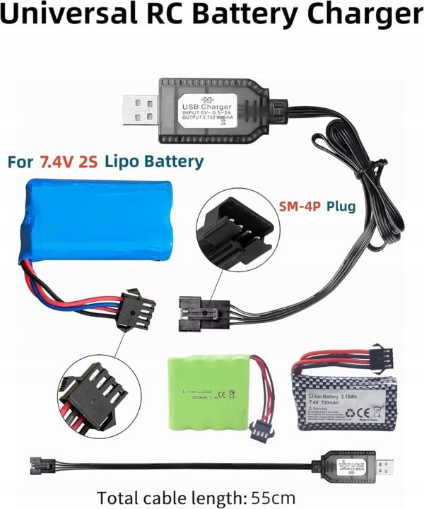USB kábel RC Aliwisdom so zástrčkou SM-4P pre LiPo 2S 7,4 V batériu