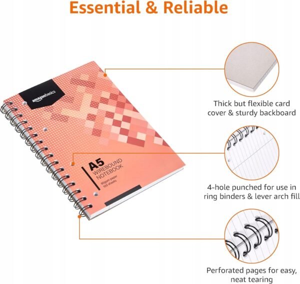 24864623431fa5318bec42090ee8.jpg Amazon Basics Zápisník so spirálou 100 listov/200 strán A5 80 GSM 3 kusy