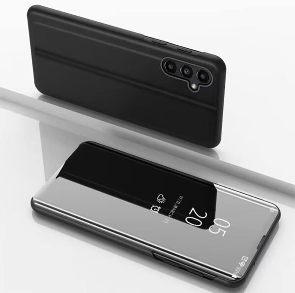419n0lmcL._AC_.jpg Puzdro NEINEI pre Samsung Galaxy A54 5G, luxusné puzdro s zrkadlom a funkciou stojana, priehľadné puzdro z PC/PU odolné proti nárazom, ochranné puzdro, Smart Clear View Case Cover, čierne