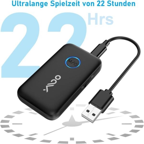 51PvcRMlCwL._AC_SL1000_.jpg YMOO Bluetooth 5.3 adaptér pre TV/lietadlo na slúchadlá, 2 v 1 Bluetooth vysielač a prijímač s APTX-II, Bluetooth vysielač s 3,5 mm konektorom, rozbočovač 2 na TV audio do reproduktora, 22 hodín