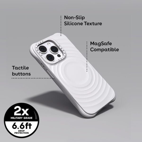 Puzdro CASETiFY Ripple pre iPhone 16 Pro [prémiový silikón s mäkkým povrchom/kompatibilné s MagSafe/ochrana proti pádom z výšky 2 m] – biele