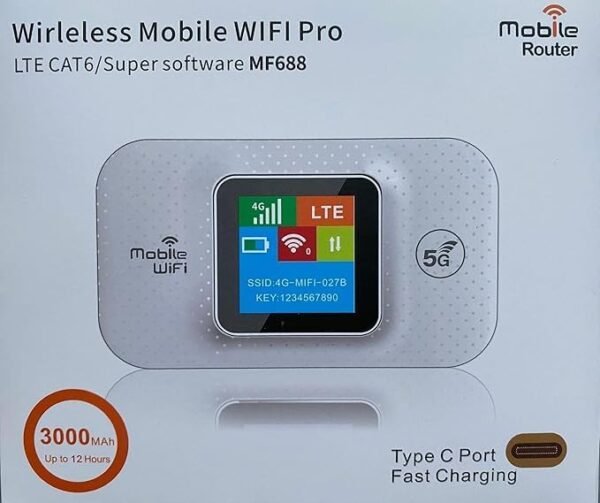 SQUADO Mobile WiFi Pro Router 4G/5G, univerzálny prenosný modem s rýchlosťou 150 Mbps, LED displej, konektor Type-C