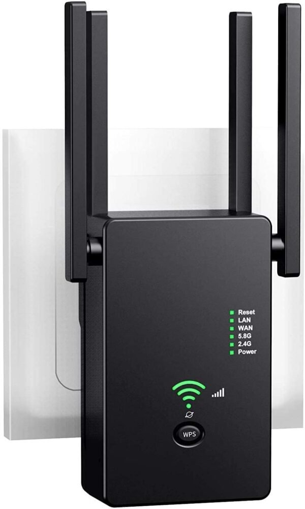 51gYWRpFHyL._AC_SL1500_.jpg WLAN repeater AC1200, zosilňovač Wi-Fi, 5 GHz / 867 Mbit/s, 2,4 GHz / 300 Mbit/s, WiFi repeater s režimom AP/repeater/router, 4 antény, WiFi extender kompatibilný so všetkými zariadeniami WLAN