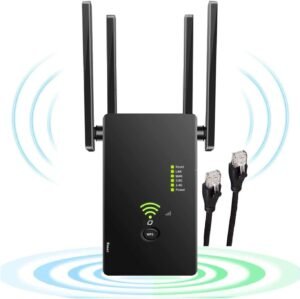 51krMuO8JLL._AC_SL1368_.jpg WLAN repeater AC1200, zosilňovač Wi-Fi, 5 GHz / 867 Mbit/s, 2,4 GHz / 300 Mbit/s, WiFi repeater s režimom AP/repeater/router, 4 antény, WiFi extender kompatibilný so všetkými zariadeniami WLAN