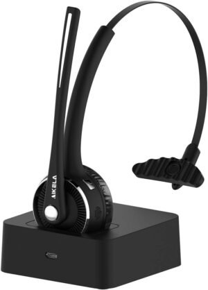 51m8yJp5vUL._AC_SL1200_.jpg Bluetooth slúchadlá AIKELA V5.0 s mikrofónom s potlačením hluku, bezdrôtové slúchadlá s nabíjacou stanicou, slúchadlá s funkciou stlmenia zvuku pre domácu kanceláriu, vodičov nákladných vozidiel, biznis,