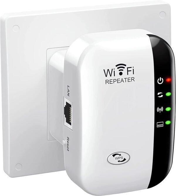 Wi-Fi zosilňovač, 300 Mbit/s, 2,4 GHz, Wi-Fi opakovač, Wi-Fi opakovač, ethernetový port, WPS, režim AP, LED diódy možno vypnúť, kompatibilný so všetkými zariadeniami WLAN