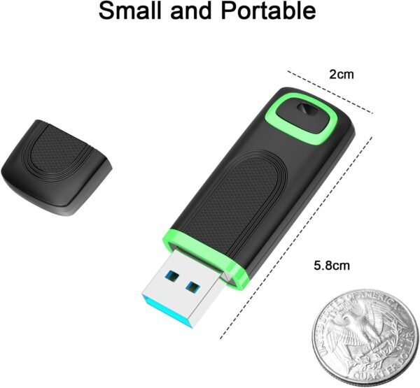 610dPxyf-DL._AC_SL1500_.jpg KEXIN USB kľúč 256 GB 3.0, USB kľúč 3.0 256 GB, USB flash disk s LED kontrolkou (256 GB, zelený)