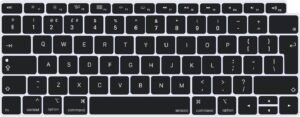 MOSISO Ochrana klávesnice kompatibilná s MacBook Air 13 palcov 2019, 2018 (A1932) s displejom Retina a Touch ID, vodotesné silikónové ochranné puzdro, čierne