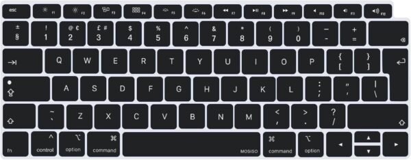 6128sJ0UBL._AC_SL1500_.jpg MOSISO Ochrana klávesnice kompatibilná s MacBook Air 13 palcov 2019, 2018 (A1932) s displejom Retina a Touch ID, vodotesné silikónové ochranné puzdro, čierne