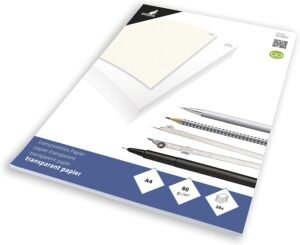 Kangaro Priehľadný technický kresliaci papier/milimetrový papier DIN A4, 24 strán, 80 g/m², papier s 1 listom s oranžovou mriežkou 1/5/10 mm, K-770300