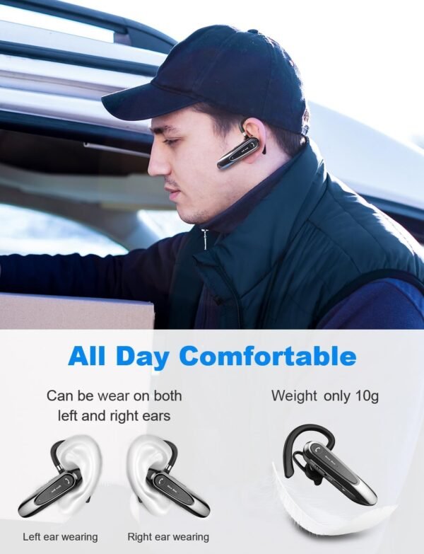 618PUJMQfaL._AC_SL1500_.jpg New Bee Bluetooth Headset – bezdrôtová handsfree súprava s dvojitým mikrofónom, Bluetooth V5.0, s výdržou 20 hodín hovoru, funkciou stlmenia mikrofónu a možnosťou pripojenia dvoch zariadení – pre iPhone, Android a notebook