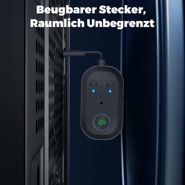 618olZx9DWL._AC_SL1500_.jpg Bluetooth 5.3 adaptér a vysielač pre TV zvuk do 2 slúchadiel, Bluetooth vysielač 2 v 1 podporuje 2 AirPods alebo slúchadlá s technológiou aptX Low Latency, pre slúchadlá, AirPods, audio systém