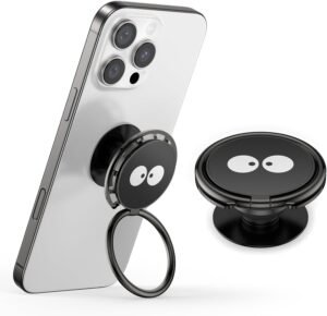 Pop Up Socket – držiak na mobilný telefón s krúžkom, Pop Grip – držiak na mobilný telefón na prsty s vysúvacou rukoväťou, čierny, 255° krúžok na mobilný telefón, 360° tlačidlo na upevnenie mobilného telefónu