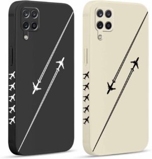 Pnakqil – 2 ks puzdro na mobil pre Samsung Galaxy A12 4G 6,5", cestovné puzdro vhodné do lietadla, čierny vzor, roztomilý dizajn, estetické, krásne dievčenské, ochrana fotoaparátu, puzdro odolné proti nárazom, silikónové ochranné puzdro