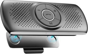 61F-4d04WeL._AC_SL1500_.jpg Handsfree do auta AGPTEK, Bluetooth 5.0, integrovaný mikrofón, s klipom na GPS, prehrávanie hudby, slot na TF kartu, automatické opätovné pripojenie, reproduktor, Auto, iOS Siri a Google Assistant