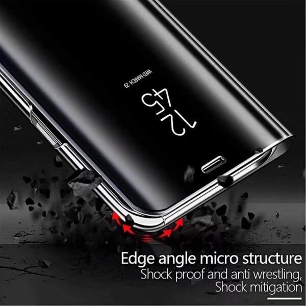 61H1RddWoL._AC_SL1028_.jpg Puzdro NEINEI pre Samsung Galaxy A54 5G, luxusné puzdro s zrkadlom a funkciou stojana, priehľadné puzdro z PC/PU odolné proti nárazom, ochranné puzdro, Smart Clear View Case Cover, čierne
