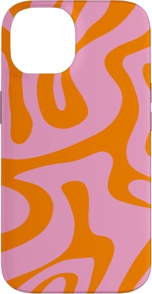 61Mq6q3QsgL._AC_SL1500_.jpg Puzdro pre iPhone 14 v ružovej a oranžovej farbe s abstraktným vzorom Liquid Swirl