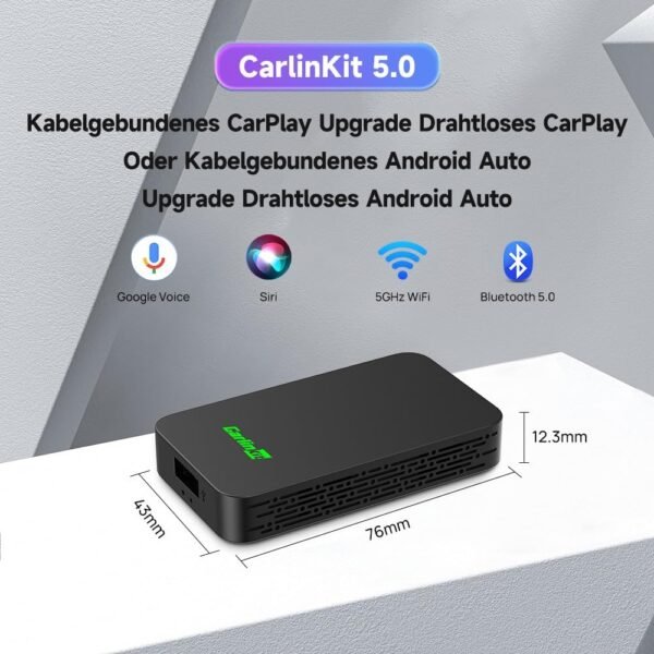 61OFllXH3IL._AC_SL1000_.jpg Carlinkit 5.0 – bezdrôtový adaptér CarPlay a Android Auto 2 v 1, vhodný pre vozidlá s integrovanými systémami Apple CarPlay a Android Auto, prevádza káblové pripojenie CarPlay na bezdrôtové, káblové pripojenie Android Auto na bezdrôtové