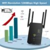 61OoDspywNL._AC_SL1000_.jpg WLAN repeater AC1200, zosilňovač Wi-Fi, 5 GHz / 867 Mbit/s, 2,4 GHz / 300 Mbit/s, WiFi repeater s režimom AP/repeater/router, 4 antény, WiFi extender kompatibilný so všetkými zariadeniami WLAN