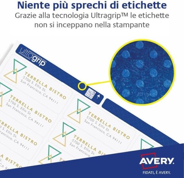 Avery L7159 – 15 kusov, 360 štítkov, umelý papier, laserové tlačové, 63,5 x 33,9 mm, biele