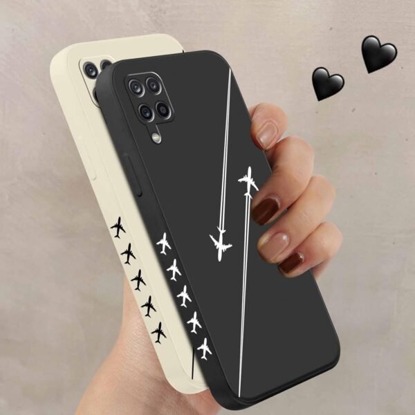 61QqSNFSKNL._AC_SL1500_.jpg Pnakqil – 2 ks puzdro na mobil pre Samsung Galaxy A12 4G 6,5", cestovné puzdro vhodné do lietadla, čierny vzor, roztomilý dizajn, estetické, krásne dievčenské, ochrana fotoaparátu, puzdro odolné proti nárazom, silikónové ochranné puzdro