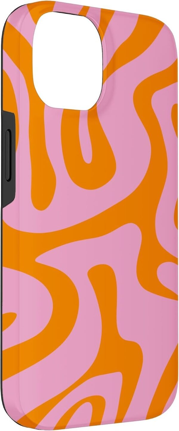 Puzdro pre iPhone 14 v ružovej a oranžovej farbe s abstraktným vzorom Liquid Swirl