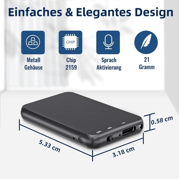 61Yatb7yipL._AC_SL1500_.jpg Mini diktafón, 62 GB nahrávacie zariadenie s rozpoznávaním hlasu, 35 hodín nahrávania, digitálny hlasový záznamník s USB-C pre rozhovory, prednášky, kurzy a konferencie