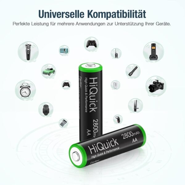 61e6sqmhX-L._AC_SL1500_.jpg Batérie HiQuick AA, Mignon AA Ni-MH 2800 mAh, dobíjateľné batérie AA s 1200 cyklami, nízke samovybíjanie, vrátane predajného obalu a 8 ks batérií
