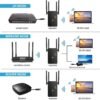 61empB9JGEL._AC_SL1465_.jpg WLAN repeater AC1200, zosilňovač Wi-Fi, 5 GHz / 867 Mbit/s, 2,4 GHz / 300 Mbit/s, WiFi repeater s režimom AP/repeater/router, 4 antény, WiFi extender kompatibilný so všetkými zariadeniami WLAN