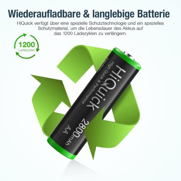 61fjqcv2x-L._AC_SL1500_.jpg Batérie HiQuick AA, Mignon AA Ni-MH 2800 mAh, dobíjateľné batérie AA s 1200 cyklami, nízke samovybíjanie, vrátane predajného obalu a 8 ks batérií